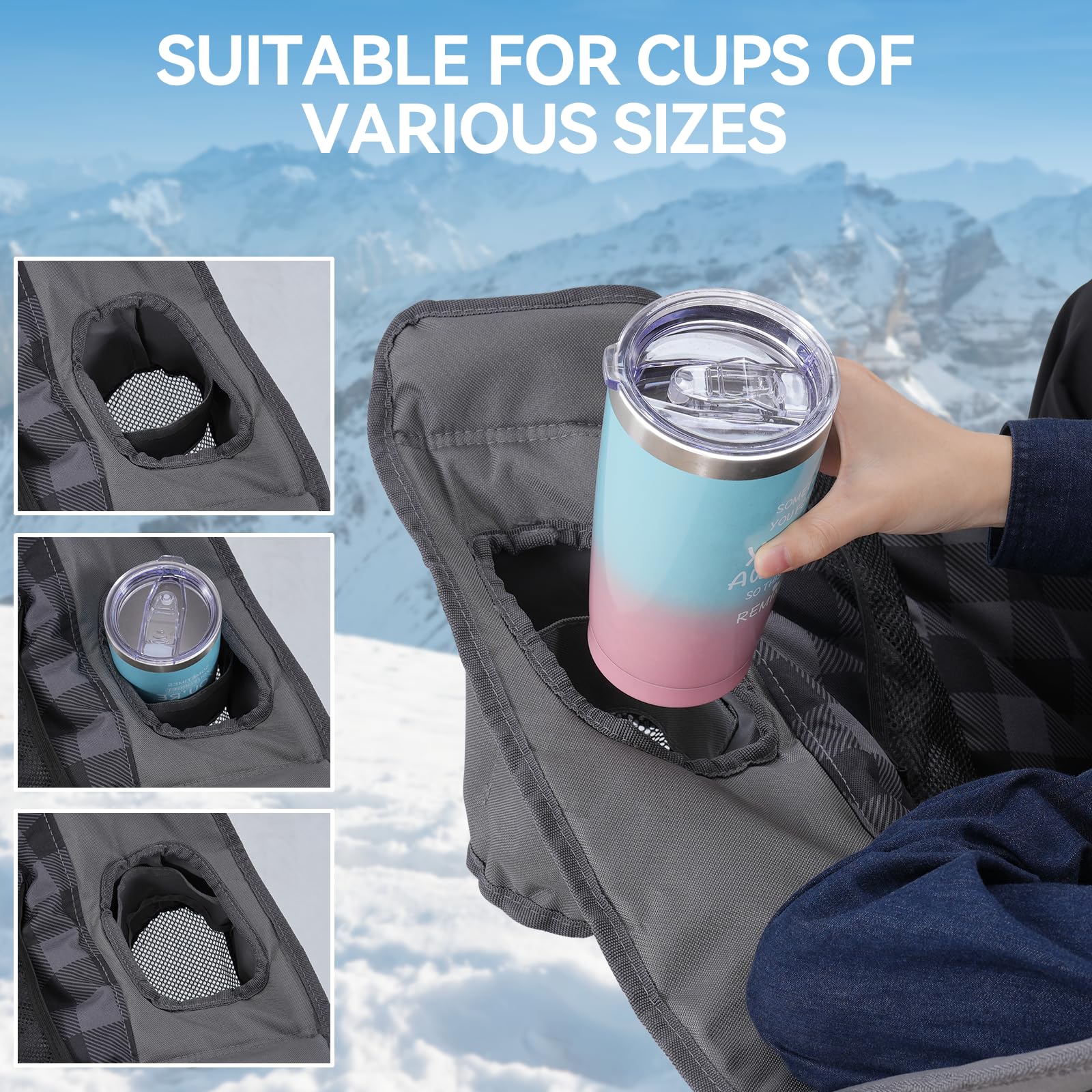 Double Camping Chair Padded 2 Person Camping Chair Camping Loveseat - Heavy Duty Oversized Camping Couch for Adults Outdoor Lawn Beach - Portable Folding Sofa with Cup Holders and Carry Bag, Grey