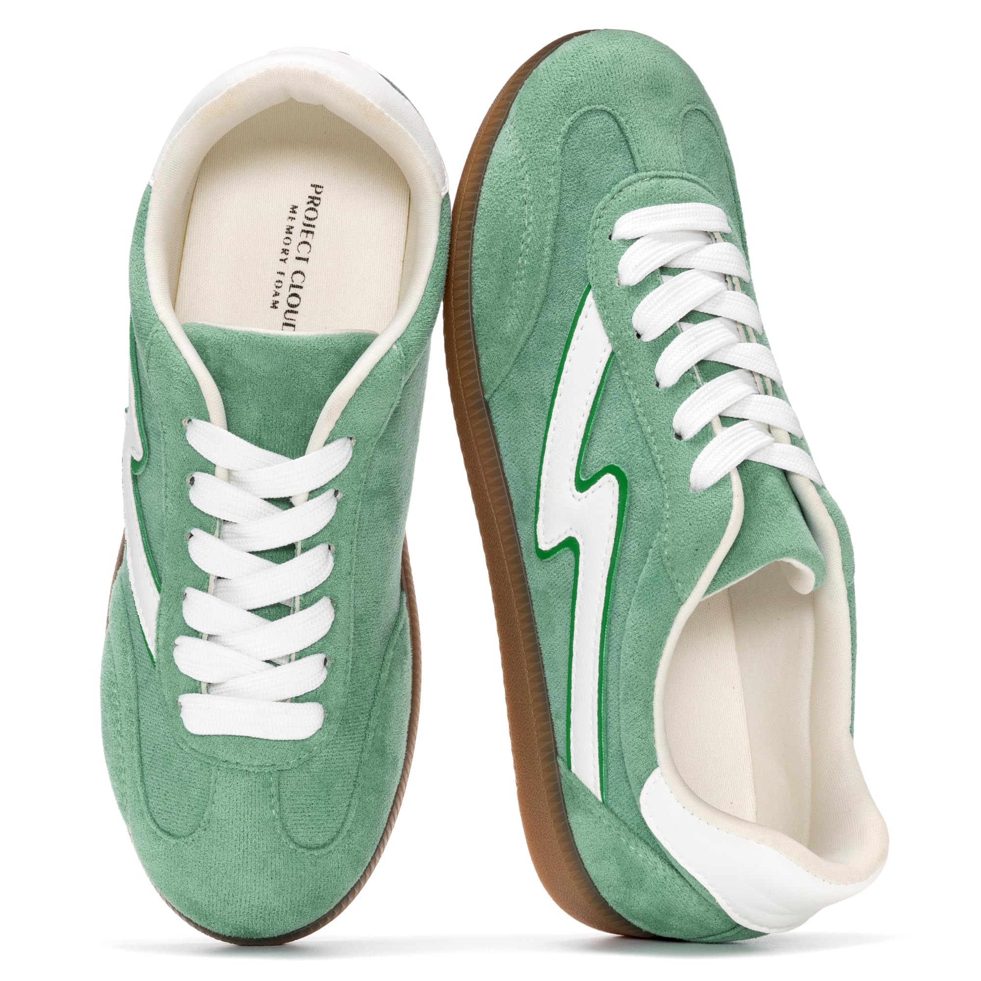 Project Cloud Fashion Sneakers for Women 2026 - Lace-Up Shoes Trendy Women Sneakers with Memory Foam Insole Women's Fashion Sneakers Non-Slip Womens Shoes (Irita, Green Multi, 8.5)