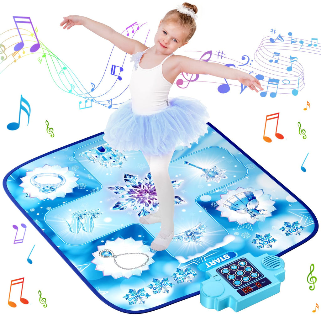 LZFYMXOK Dance Mat, Electronic Rhythm Step Play Mat with LED Lights, Light Up Dance Mat, 8 Challenge Levels, Adjustable Volume, Built-in Music, Frozen Toys Gift for Kids 3-12