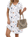Zeagoo Summer Dresses for Women Floral Dress 2026 Casual Short Dresses Womens Flowy Sundress Spring Dresses Flare, White Floral