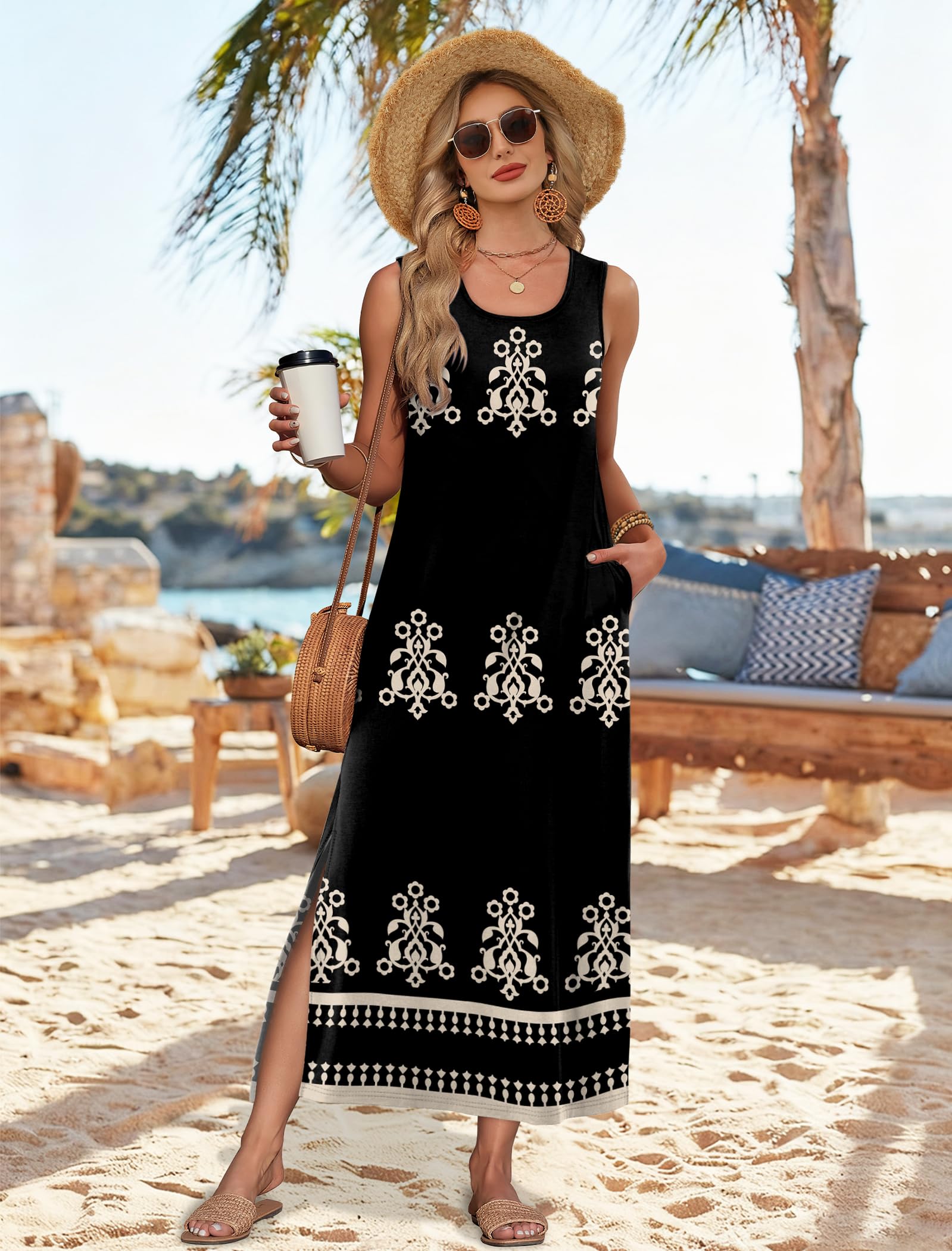 Spring Summer Dresses for Women 2026 Maxi Dress Boho Hawaiian Cruise Essentials 2026 Vacation Spring Outfits Plus Size Dresses for Curvy Women Floral Sundresses Beach Vacation Clothes Black