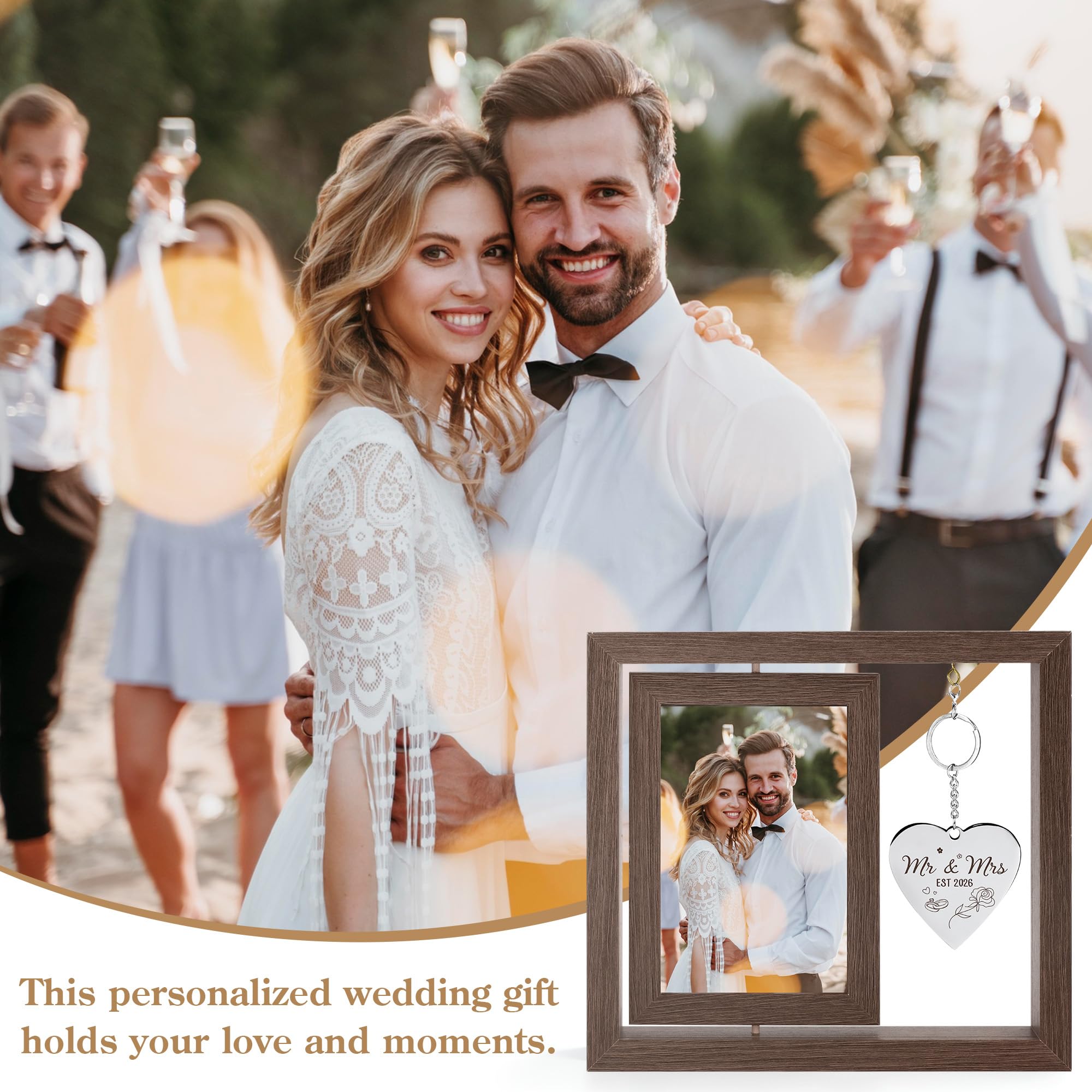 HELORAY Wedding Gifts for Couples Personalized Wedding Gifts for Newlyweds Gift Wedding Picture Frame Mr and Mrs Wedding Presents for Newlyweds Bridal Shower Gift for Bride