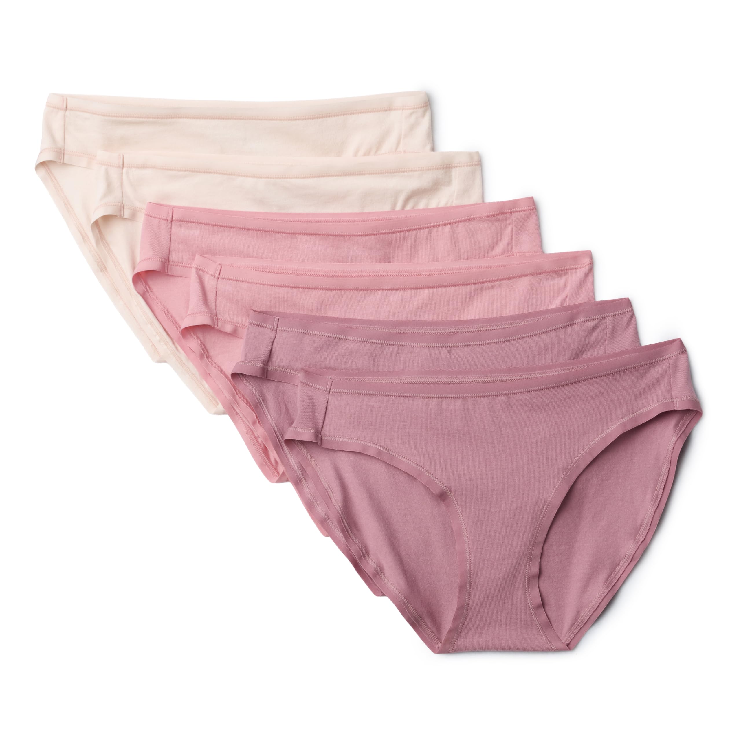 Amazon Essentials Women's Cotton Bikini Brief Underwear, Dusty Rose/Rose/Pale Pink, Medium