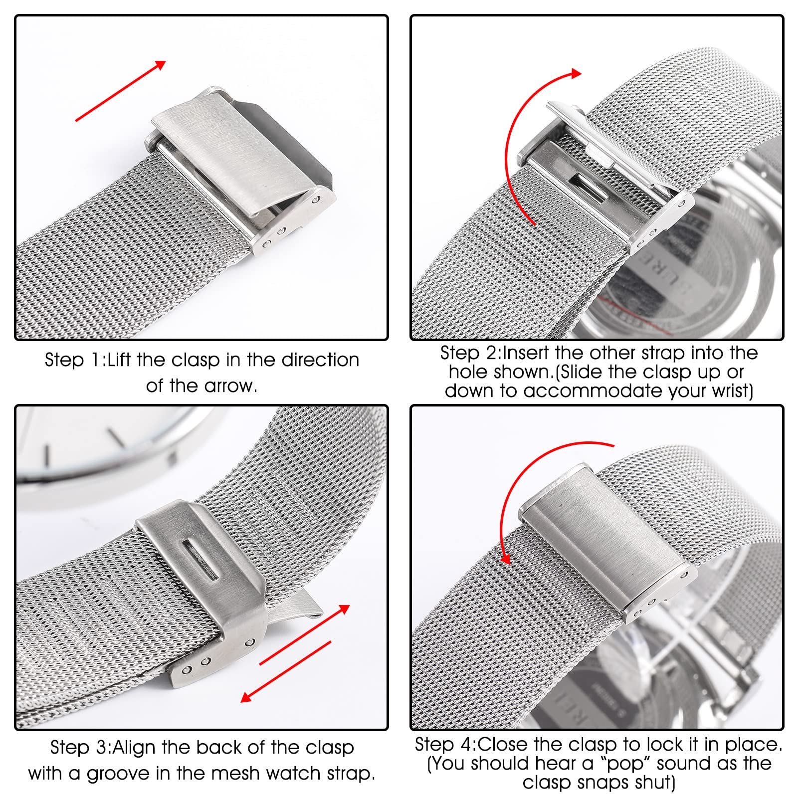 BUREI Men Watches Fashion Minimalist Waterproof Watches for Men Women Student,Silver.
