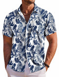 COOFANDY Men's Short Sleeve Hawaiian Shirts Casual Summer Vacation Shirts, White - Palm Leaf, X-Large
