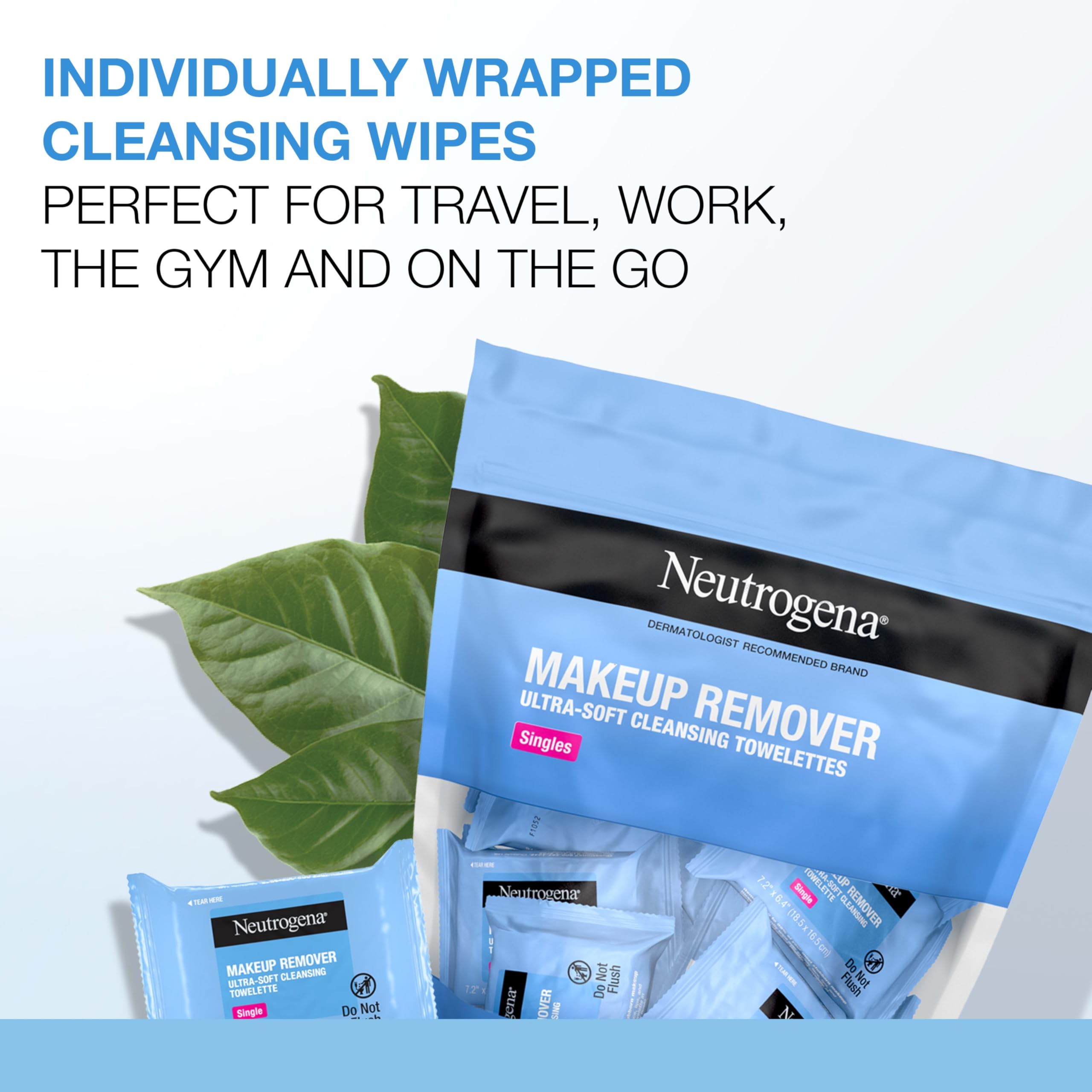 Neutrogena Makeup Remover Wipes, Daily Single Face Cleansing Towelettes, Makeup Removing Cleansing Wipes Removes Dirt & Oil, Alcohol-Free Face Towelettes, 20 ct