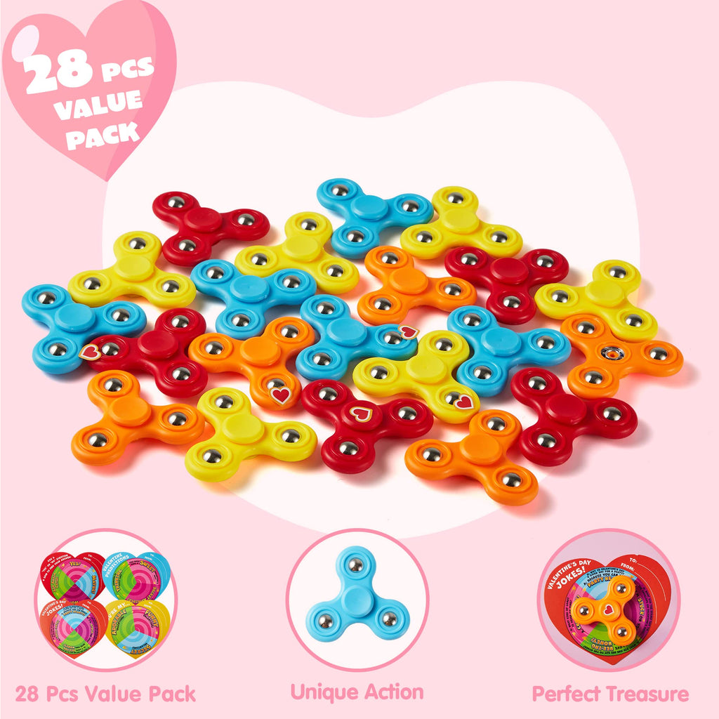 JOYIN 28 PCSFidget Spinner with Gifts Cards, Stress Relief Hand Finger Spinner Fidget Toy for Kids Party Favors for Classroom Exchange Toy, School Classroom Prizes Exchange Gift