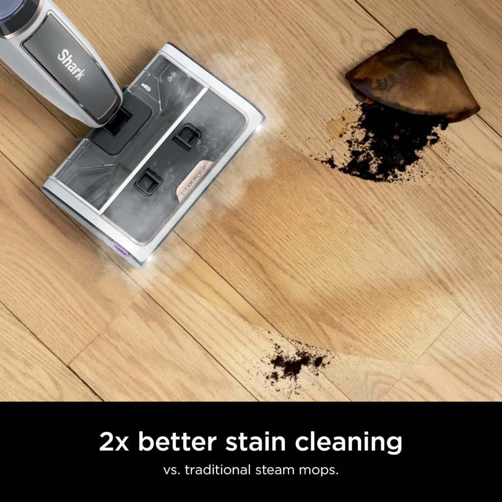 Shark Steam Pickup 3-in-1 Steam Mop Picks Up Debris, Deep Scrubs, & Steam Sanitizes - All At Once, Lightweight Steam Cleaner for Home, Steam Cleaner for Hardwood, Tile & Laminate, White, SD205CCO