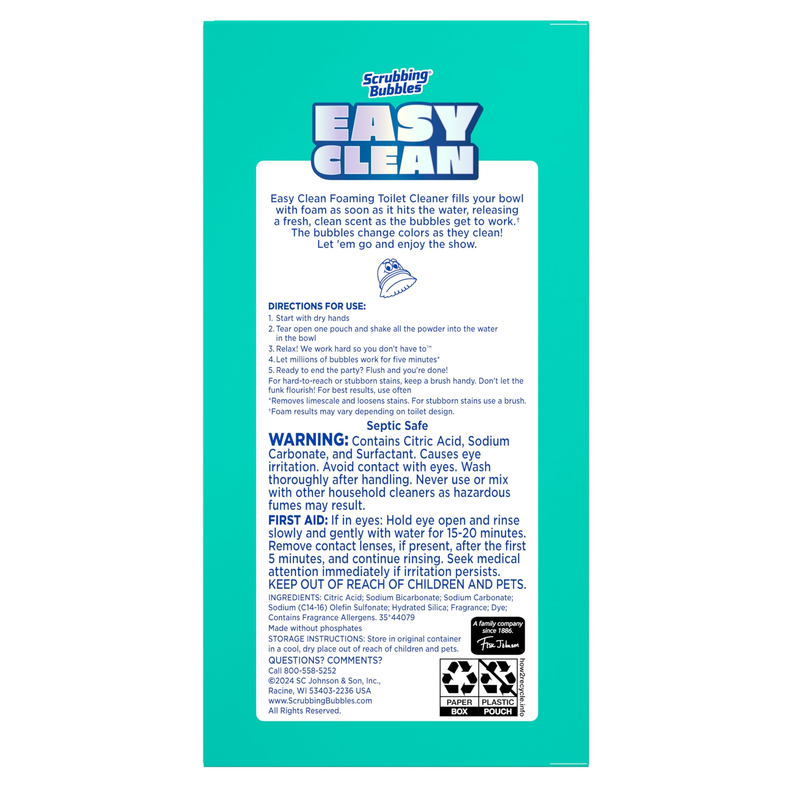 Scrubbing Bubbles Easy Clean Foaming Toilet Bowl Cleaner, Easy Drop In Powder Pouches, 100g (2 Pouches)