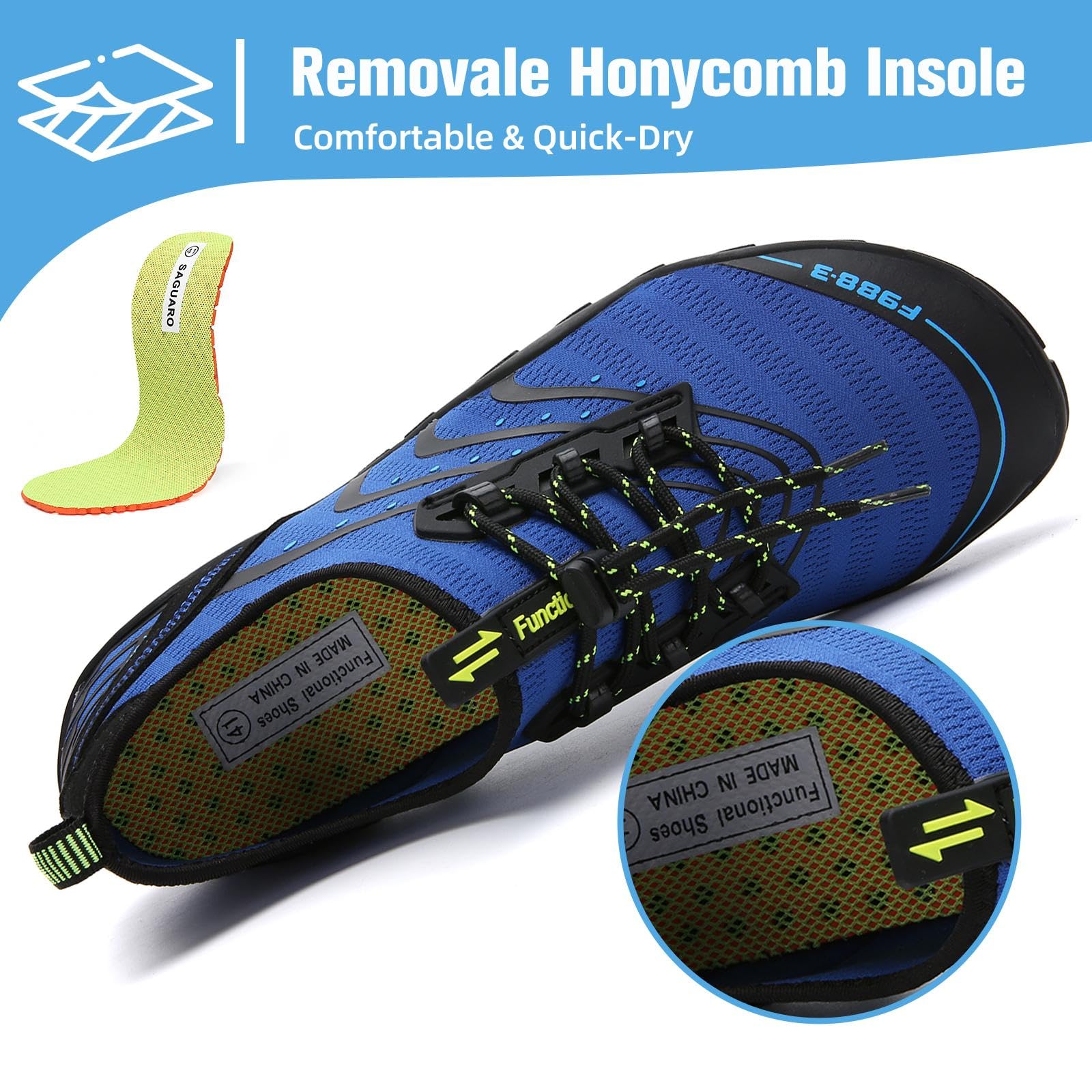 Mishansha Water Shoes for Women Men, Quick-Dry Barefoot Swim Shoes with Drainage Holes, Lightweight Aqua Shoe for Beach Pool River Boating Yoga Walking 8.5 Women/7 Men Persian Blue