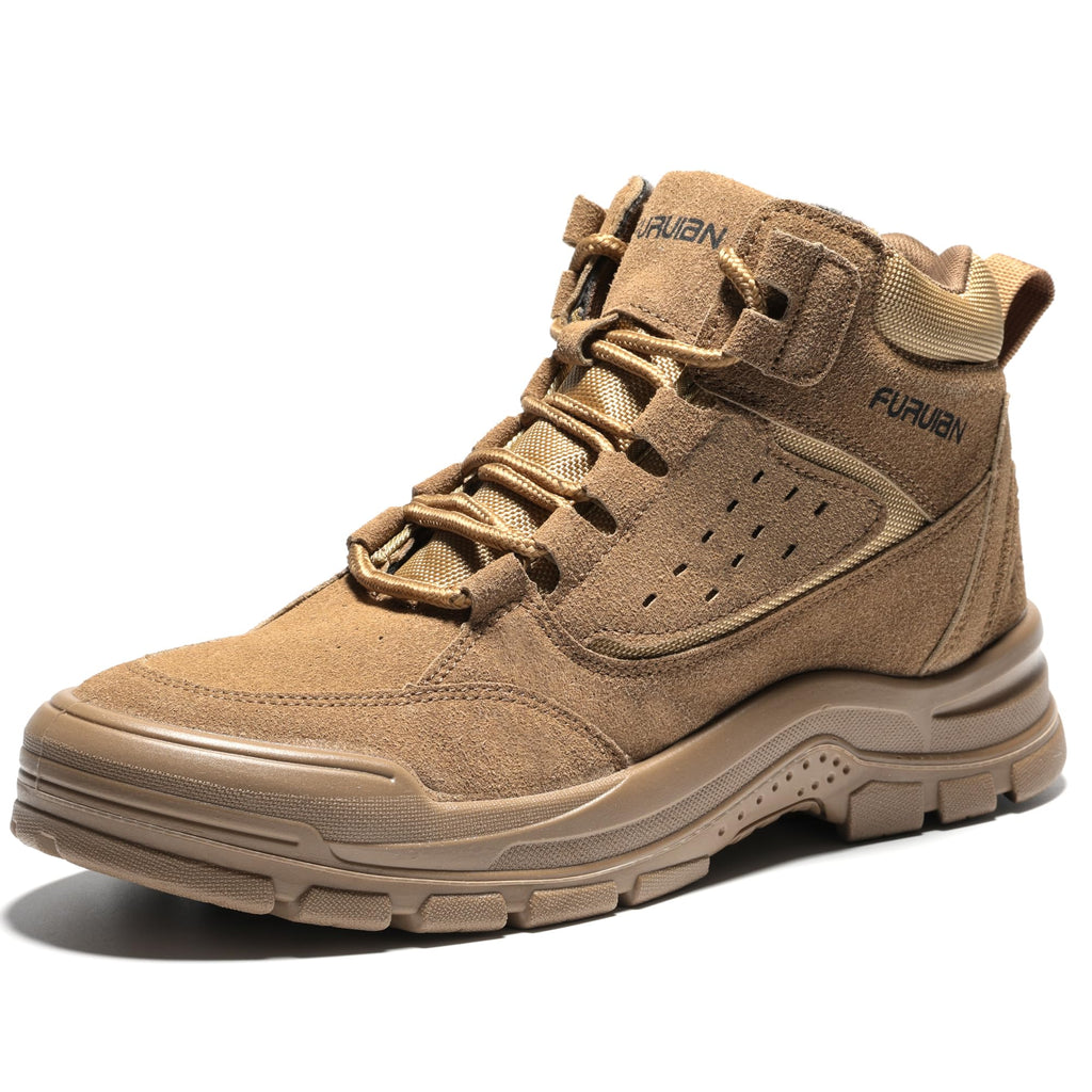 Furuian Steel Toe Boots for Men Women Comfortable Lightweight Work Boots for Men Slip Resistant High Top Steel Toe Safety Shoes Puncture Proof Indestructible Construction Boots