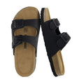 CUSHIONAIRE Lane Kids Sandals, Comfortable Cork Footbed Slide with Adjustable Straps and Supportive Design for Boys and Girls Sandals, BLACK 12