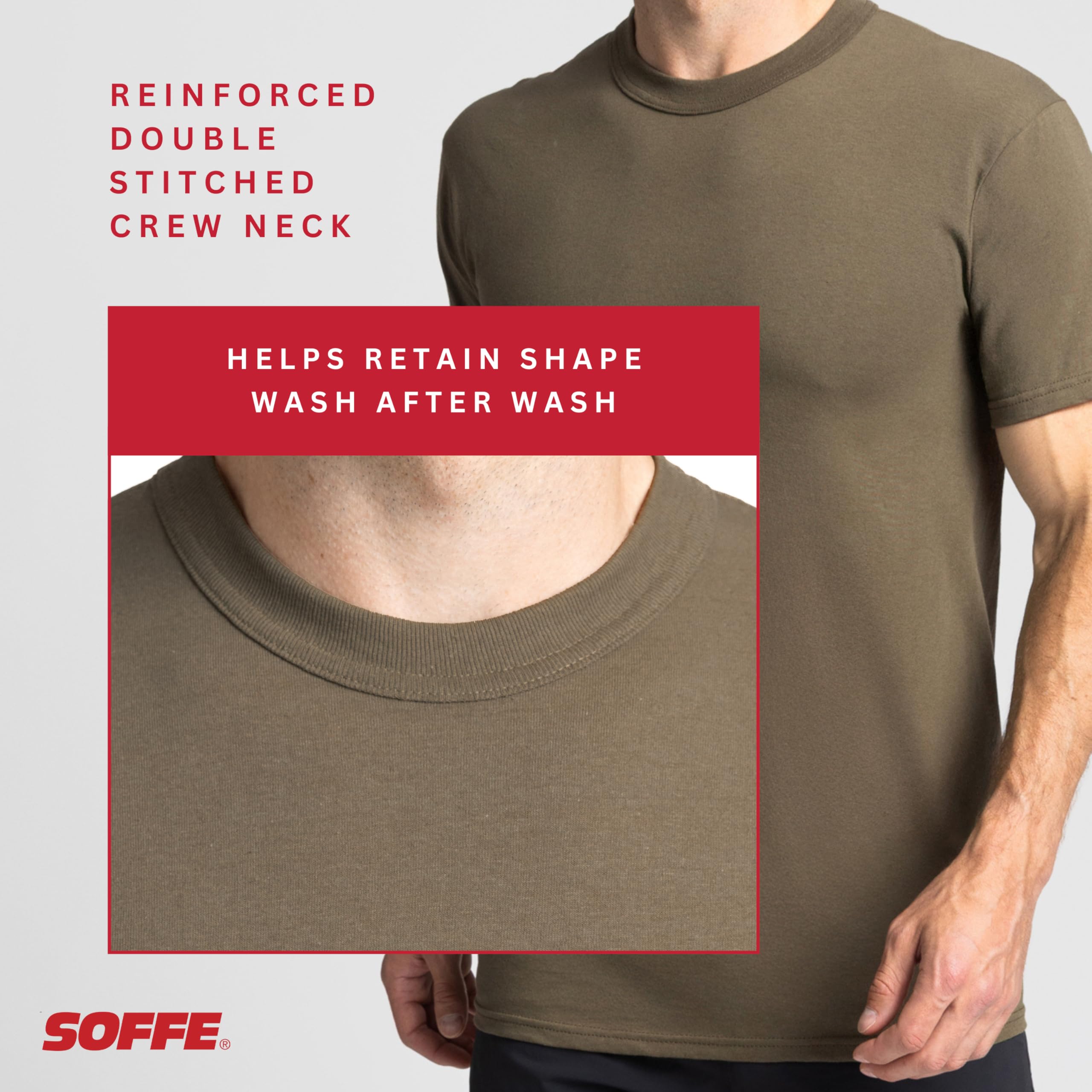 Soffe Men's 3 Pack - USA Poly/Cotton Military Tee, Tan, Medium
