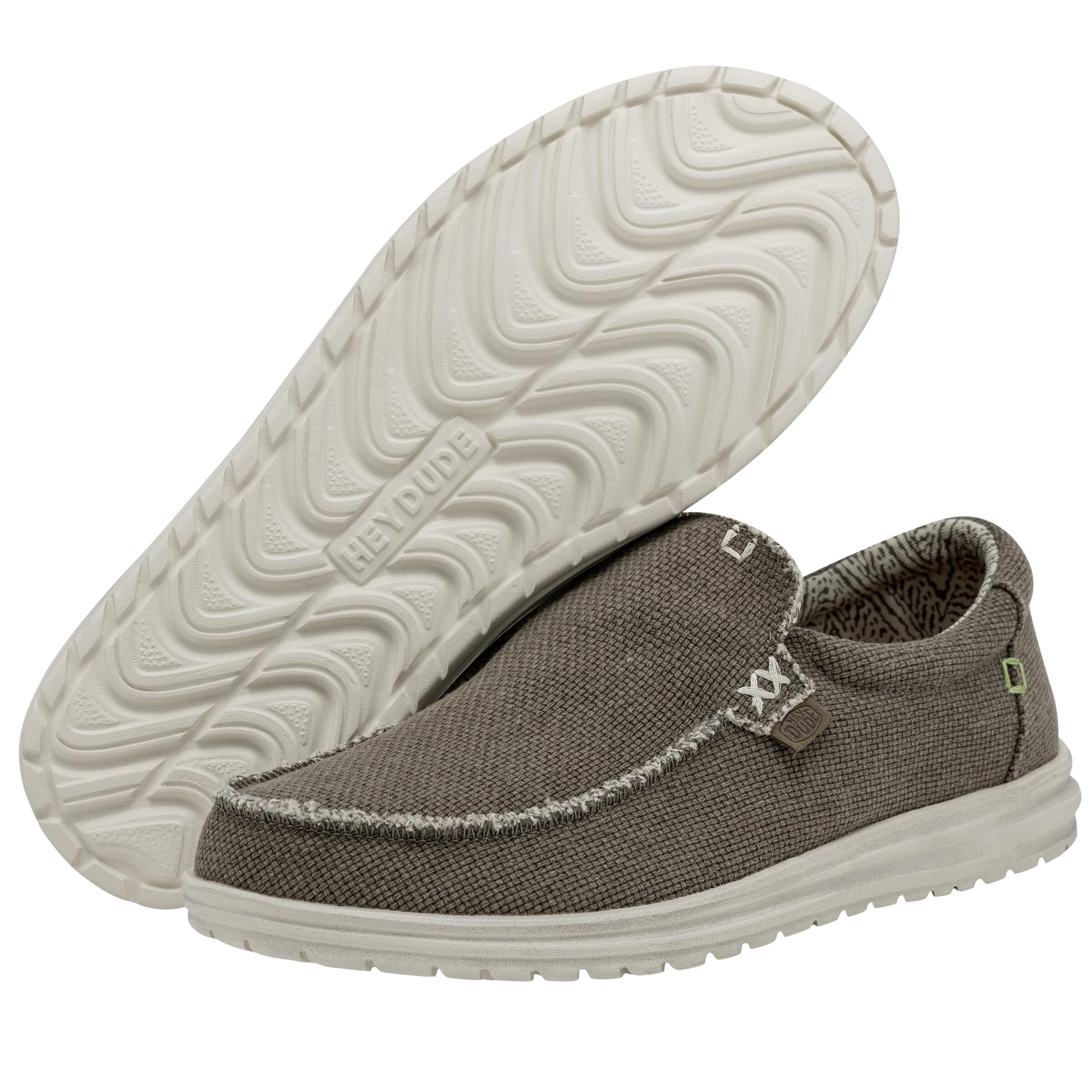 HEYDUDE Men's Mikka Braided Size 11| Men's Loafers | Men's Slip On Shoes | Comfortable & Light-Weight Brown