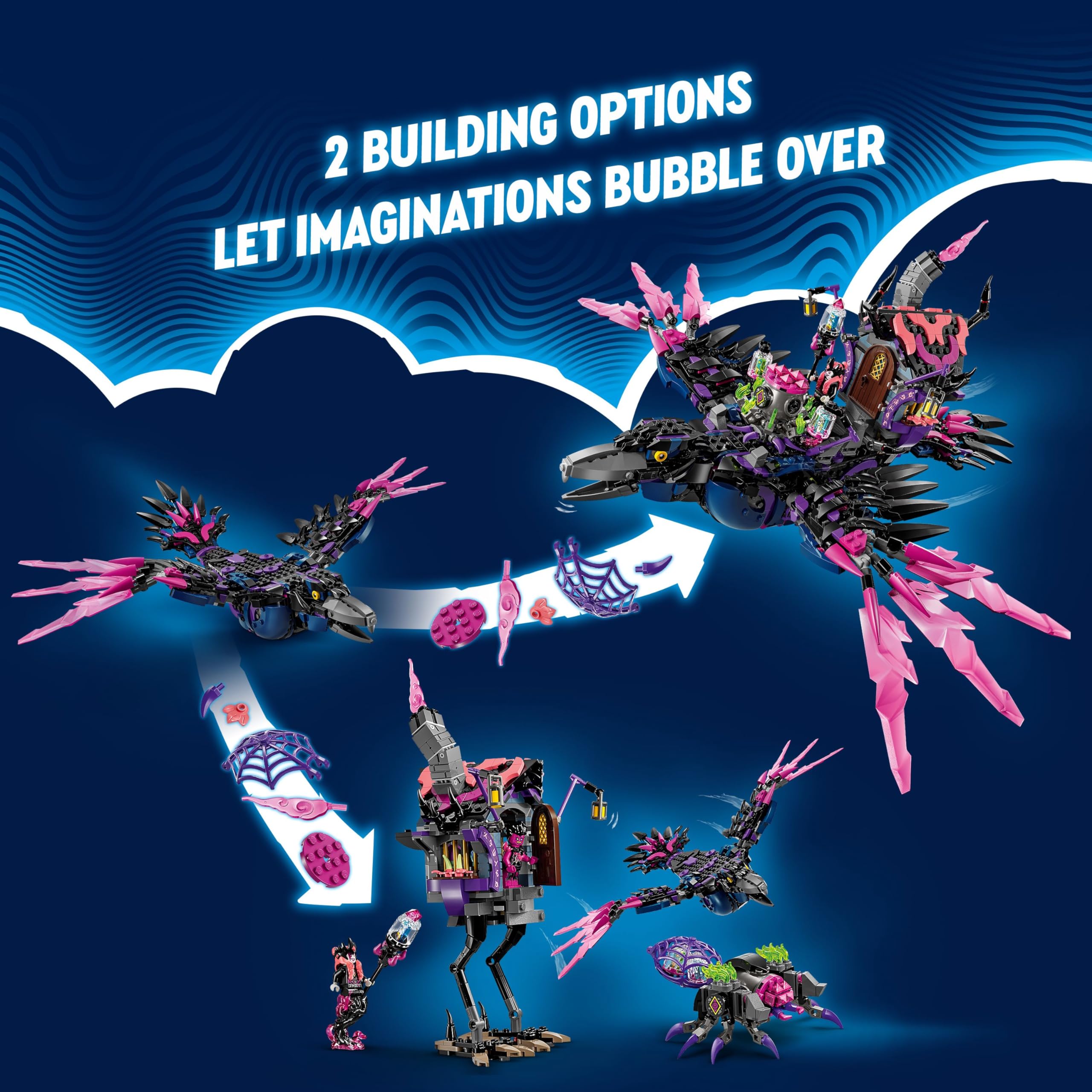 LEGO DREAMZzz The Never Witch’s Midnight Raven Building Toys - Birthday Gift for Boys & Girls, Age 9+ - Kids Toys with 3 Building Options & 5 Minifigures - 71478