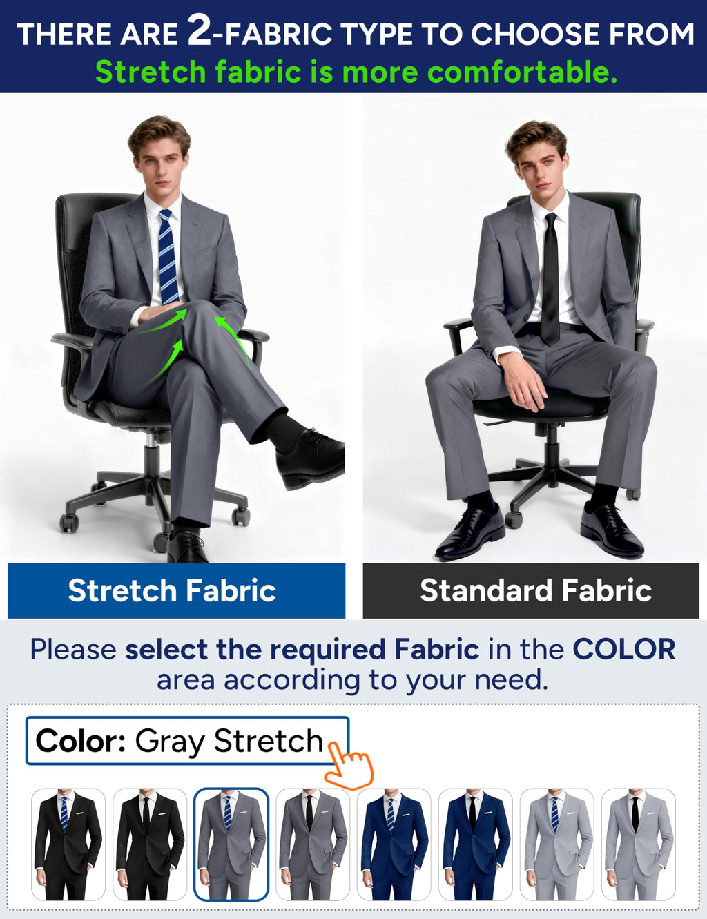Mens Gray Suit Slim Fit 2 Piece Classic Fit Gray Suit Tuxedo Regular Fit for Young Men Business Wedding Prom Party (Regular,36R)
