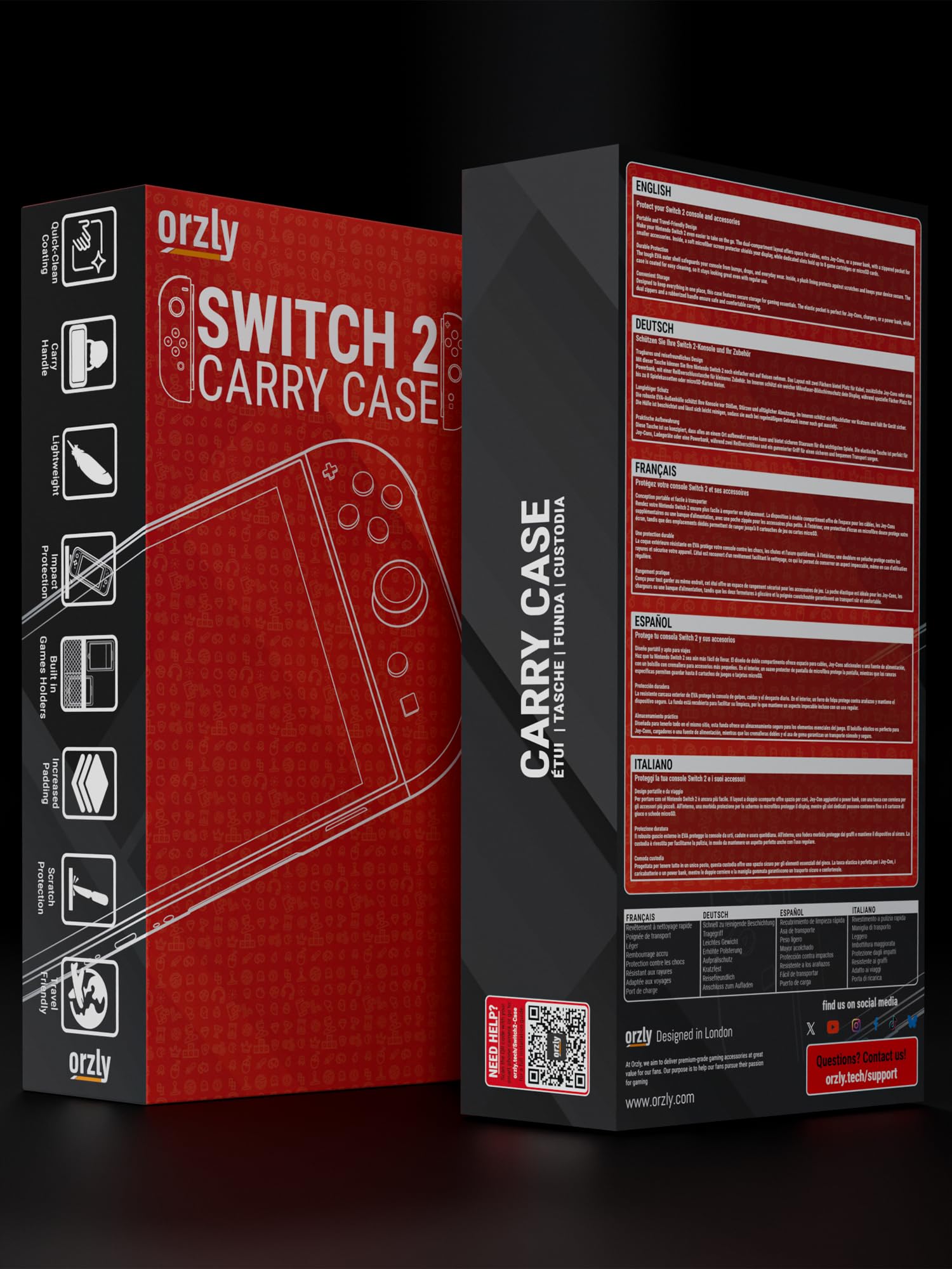 Orzly Case Compatible with Nintendo Switch 2 Protective Carry Case (2025 Model) with Screen Padding, Game Card microSD Pockets for Console and Accessories Screen Size 7.9" - Gift Boxed