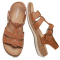 Littleplum Women's Flat Sandals– Comfortable Arch Support Womens Sandals, Summer Breathable Adjustable Orthotic Walking Shoes for Beach,Travel Brown Size 7.5
