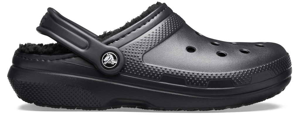 Crocs Unisex Adult Men's and Women's Classic Lined | Fuzzy Slippers Clog, Black/Black, 9 Women 7 Men US