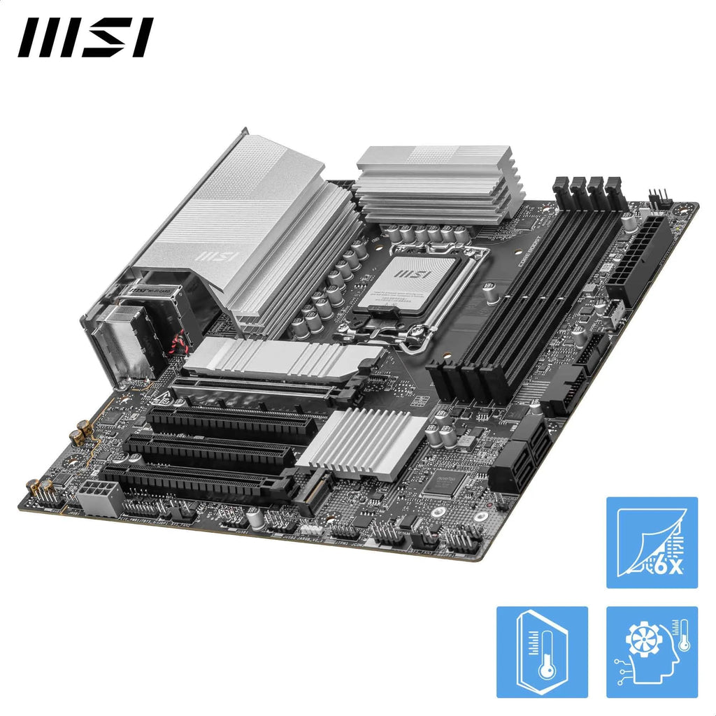 MSI PRO B860M-A WiFi Motherboard, mATX - Supports Intel Core Ultra Processors (Series 2), LGA 1851-12 DRPS, DDR5 Memory Boost (8600+ MT/s OC), PCIe 5.0 x16 & 4.0 x16, M.2 Gen5, Wi-Fi 7, 5G LAN