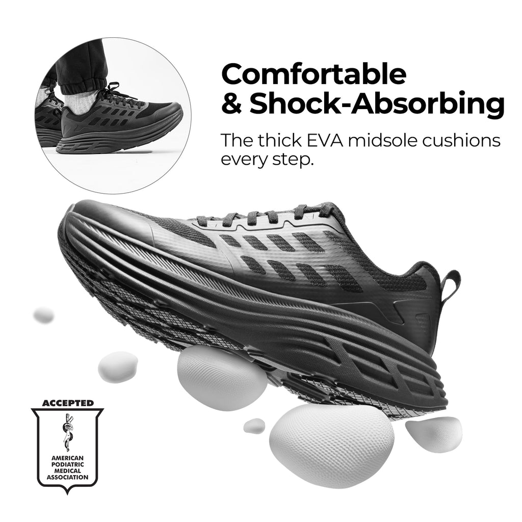 NORTIV 8 Men's Walking Running Tennis Cushioning Shoes ActiveFloat Non Slip Athletic Gym Workout Jogging Comfortable Sneakers,Size 10.5,All Black,SNWS245M
