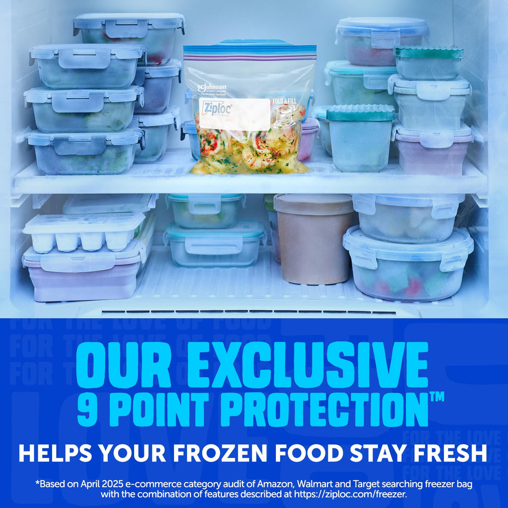 Ziploc Gallon Food Storage Freezer Bags, 120ct Total, Stand-Up Bottom, Easy to Fill, 30 Count, 4 Pack (Packaging May Vary)