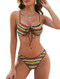 ZAFUL Women High Cut Bikini Sets String Sexy Swimsuit Two Piece Underwire Bathing Suit Brazilian Cheeky Cut Out Cute Swimwear Brown-New XL