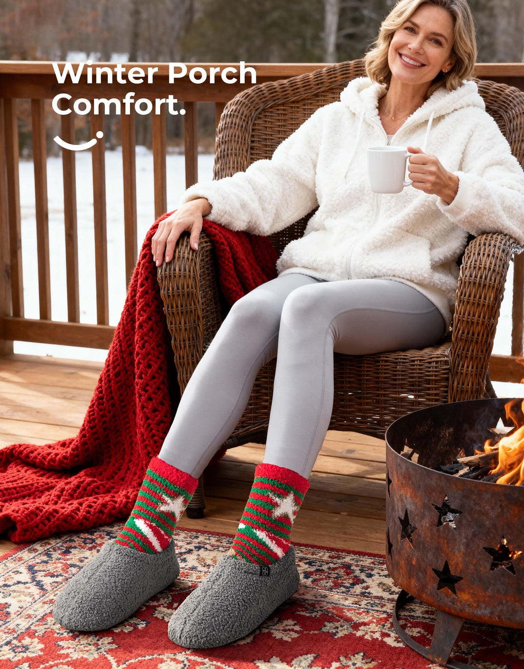 HomeTop Women's Fuzzy Curly Fur Memory Foam Loafer Slippers Bedroom House Shoes with Polar Fleece Lining (8.5, Grey)