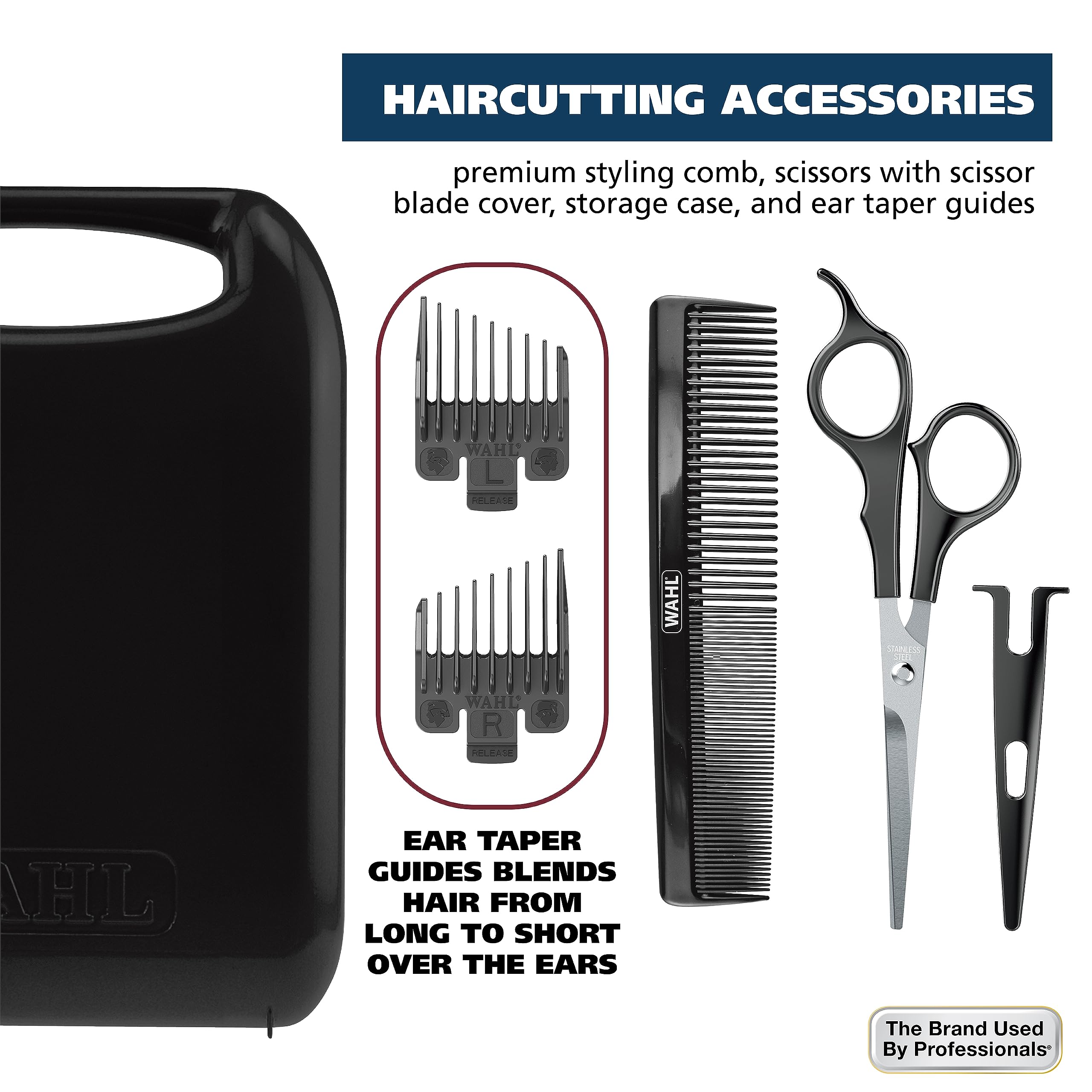 Wahl Home Haircutting Corded Clipper Kit with Adjustable Taper Lever, and 10 Color Coded Guards for Easy Clipping & Trimming - Model 79722