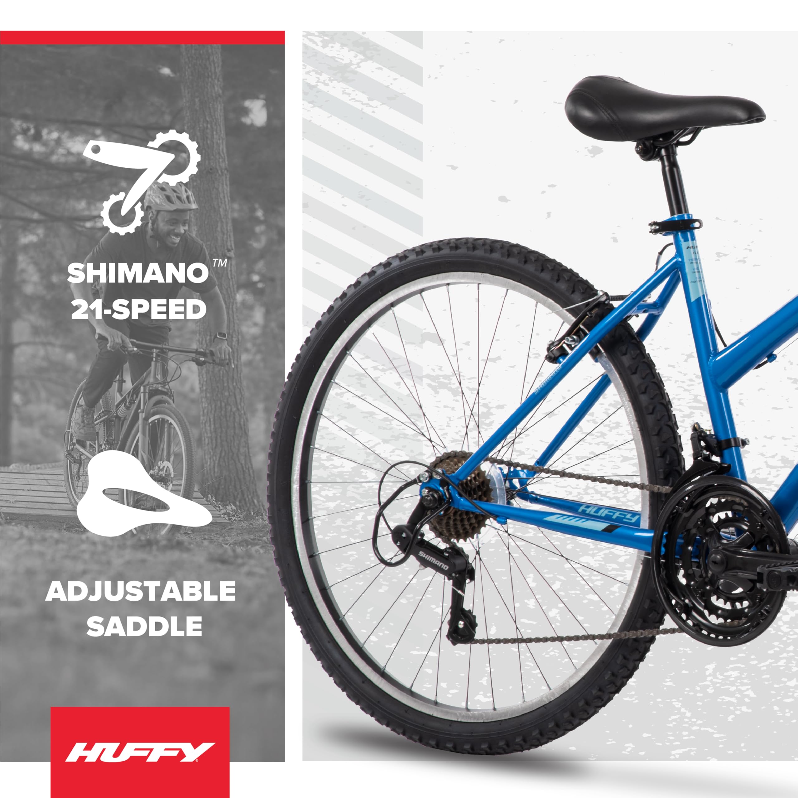 Huffy Stone Mountain Womens 26 Inch Mountain Bike, Deep Sea Gloss Frame, 21-Speed Shimano Twist Shifting, Front Suspension, Comfort Saddle | 20"/24"/26" Sizes, 6-21 Speeds, Dual Suspension Available |