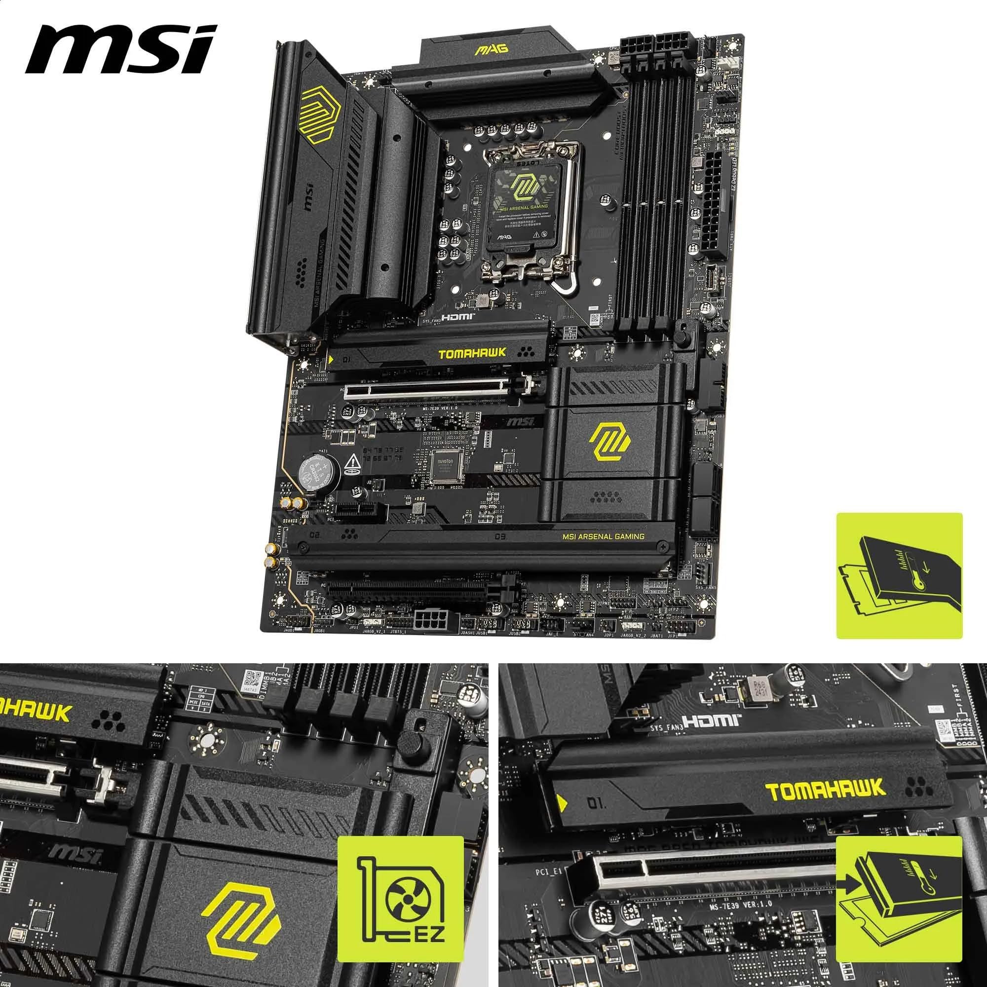 MSI MAG B860 Tomahawk WiFi Motherboard, ATX - Supports Intel Core Ultra Processors (Series 2), LGA 1851 - DDR5 Memory Boost 9200+ MT/s OC, 1 x PCIe 5.0 x16, 1 x M.2 Gen5, 5G LAN, Wi-Fi 7