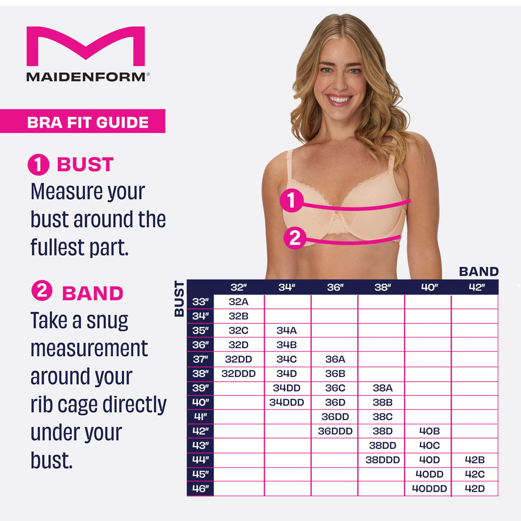 Maidenform Women's T-Shirt Bra, Comfort Devotion Underwire Bra, Full Coverage Bras for Women