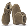 Project Cloud 100% Genuine Leather Kids Boots - Lightweight Fur-Lined Ankle Boots for Girls & Boys with Memory Foam Insole - Non-Slip Winter Kids Shoes (Nevada, TAUPSUEDE, 12)