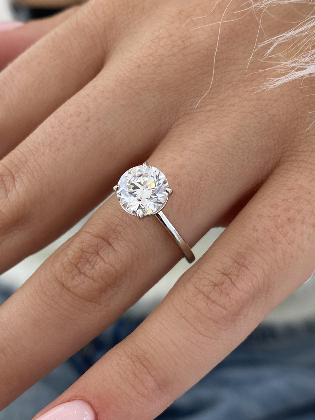 GLAM AND GEMS IGI Certified 3 Carat Lab Grown Diamond Solitaire Engagement Ring for Women - 14k White Gold Promise Ring for Her - Round Cut 4-Prong Setting (E, VS1, 3.00 cttw) Anniversary Ring Size 6