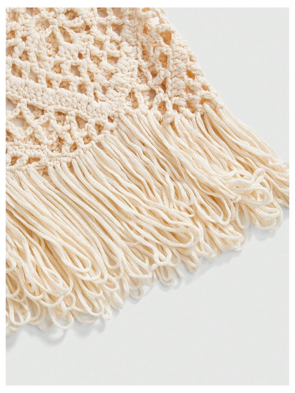 WDIRARA Women's Crochet Fringe Beach Skirt Hollow Out Sheer Cover Up Skirts Boho Coverups Apricot Medium