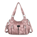 Angel Kiss Large Purses and Handbags for Women Washed Faux Leather Crossbody Hobo Satchel Shoulder Handbag Tote Purse-1Pink