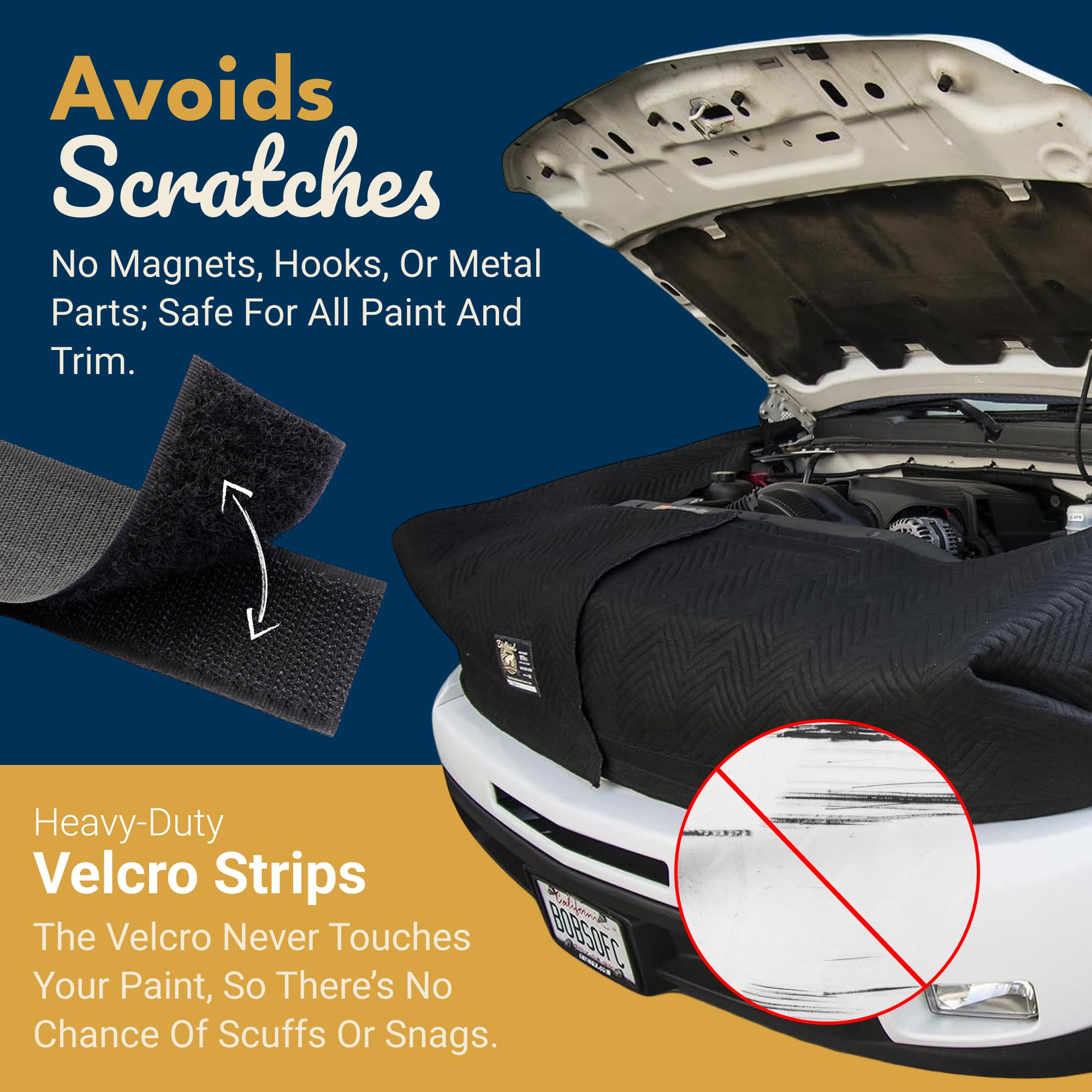Bob's Original Fender Cover - Complete Engine Compartment Coverage - Fender Covers for Mechanics - Adjustable, Thick and Soft, Fits Multiple Vehicles