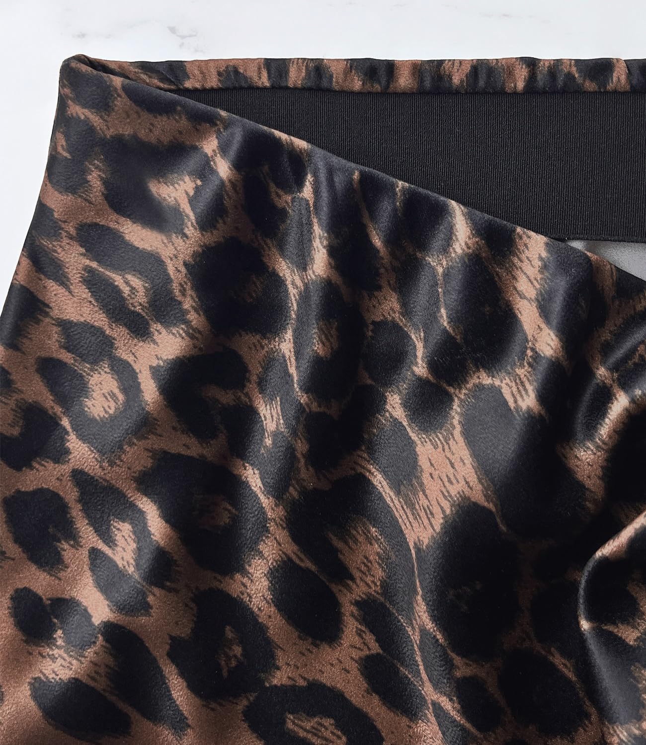 Women's Satin Mini Skirt Leopard Print High Waist Elastic Y2k Cute Silk Short Skirts for Women