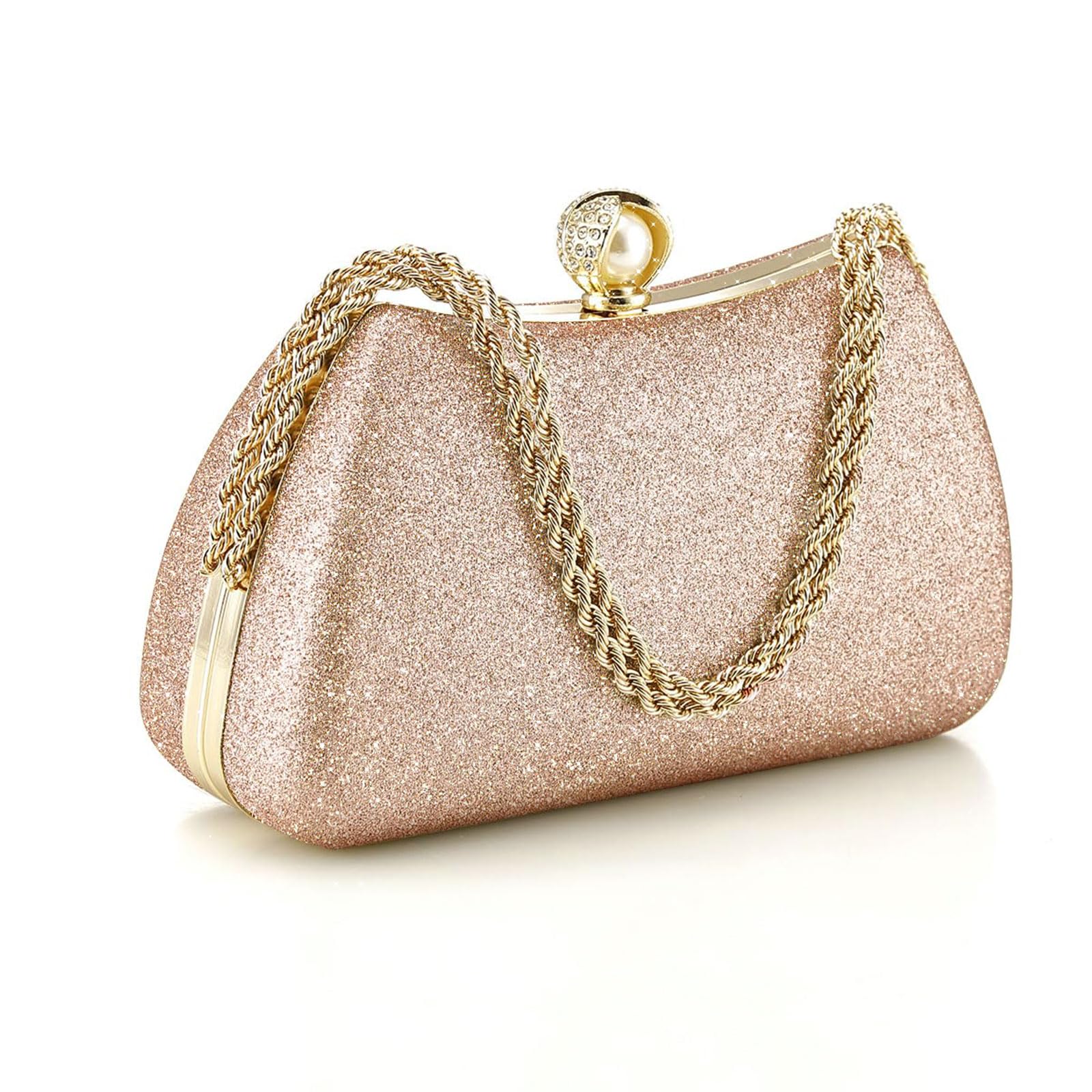 YYW Clutch Purses for Women Formal, Evening Handbags Evening Clutch Vintage Purses Handbags with Detachable Chain for Wedding Bridal (A black)