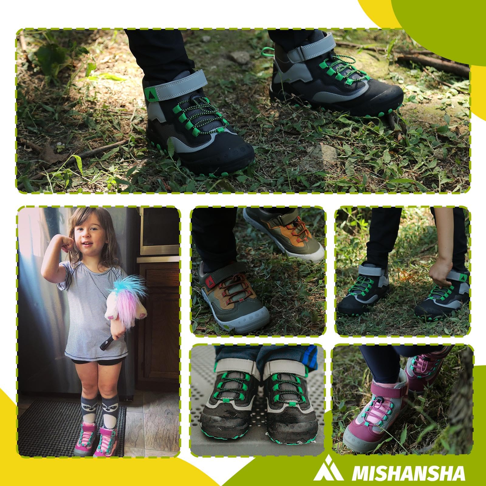 Mishansha Kids Hiking Shoes Girls Boys Toddler Outdoor Sneakers Anti-Collision Trail Running Shoe for Trekking Walking Climbing Black Size 3.5 Little Kid