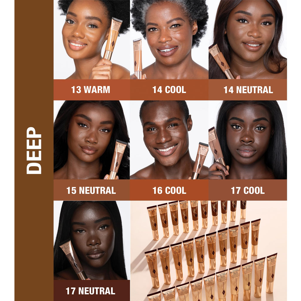 Charlotte Tilbury Beautiful Skin Medium Coverage Hydrating Foundation - Buildable Liquid Makeup for Instant Glow, Plumping Hydration & Lasting Skincare Benefits - 14 Cool