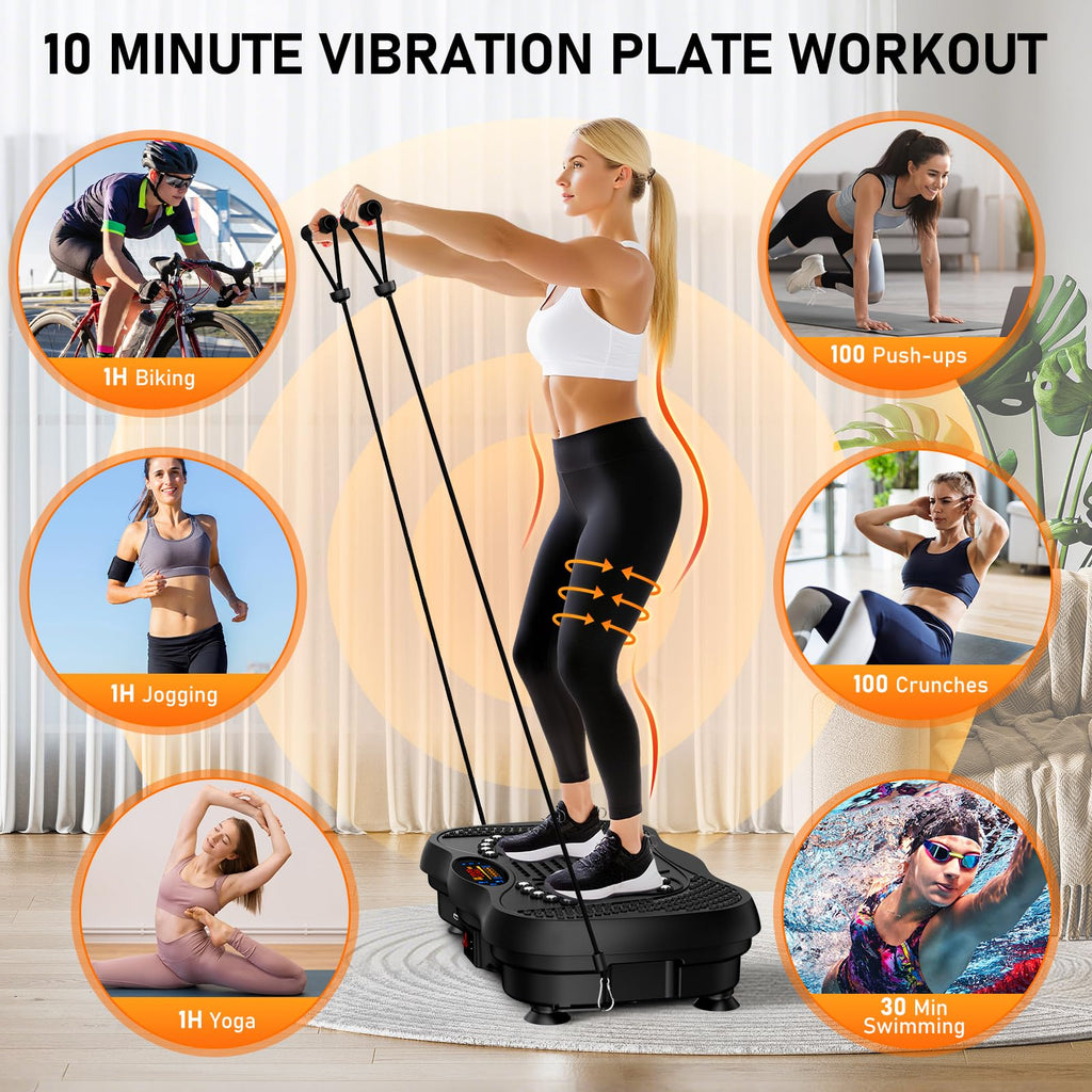 Vibration Plate Exercise Machine, 130 Levels Full Body Workout Vibrating Plate for Lymphatic Drainage Weight Loss, 450 Lbs Capacity Shake Fitness
