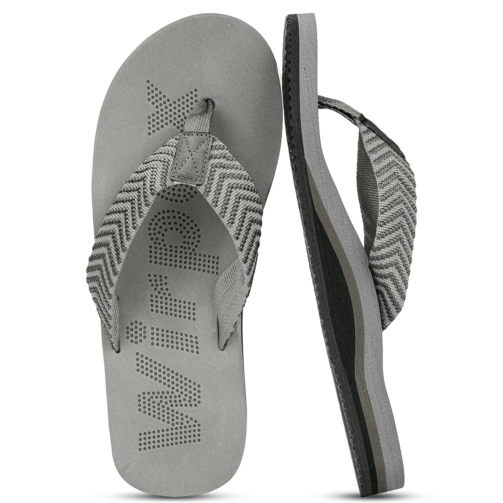 Wirpex Men's Arch Support Flip Flops-Comfortable Yoga Mat Orthotic Sandals Non-Slip Lightweight Beach & Outdoor Walking Slippers Grey 10 Size