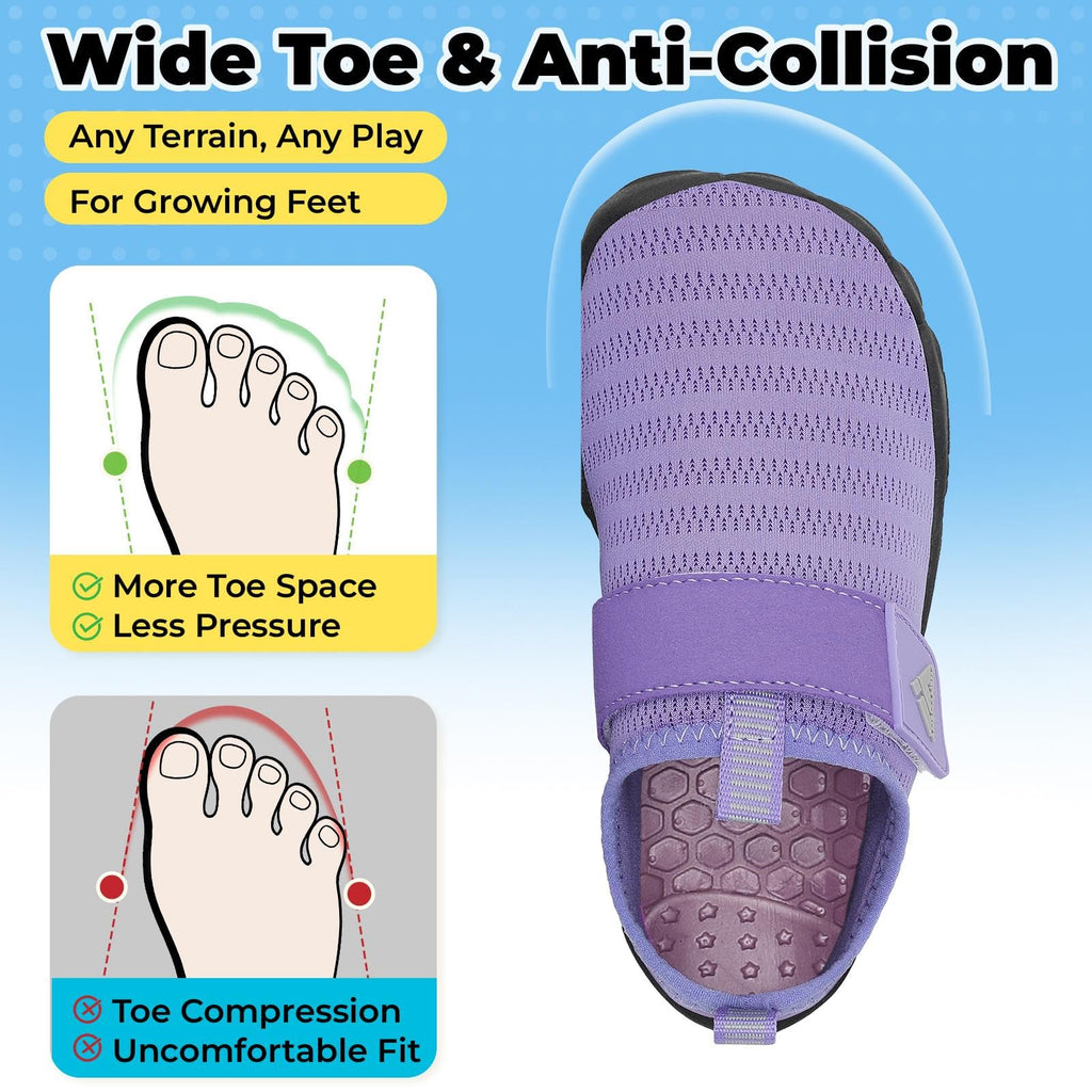Mishansha Kids Water Shoes Quick-Dry Wide Toe Box Non-Slip Barefoot Shoes Beach Pool Swim Shoes Purple 2 Big Kid
