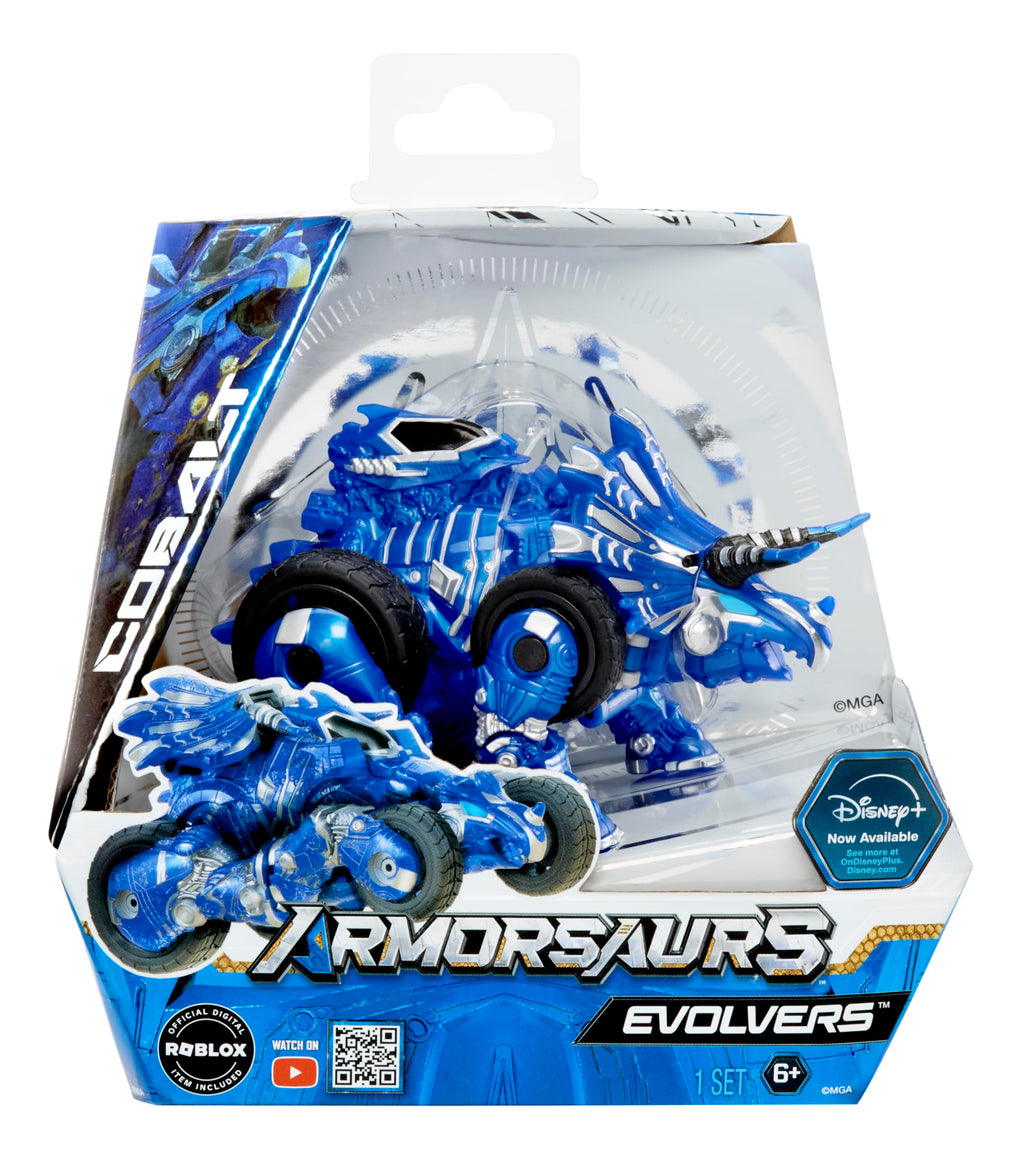 Armorsaurs Evolver Cobalt Transforming Dinosaur to Vehicle Toy, 2-in-1 Dino Figure with Multi-Step Conversion, Kids, Boys, Girls, Ages 6+