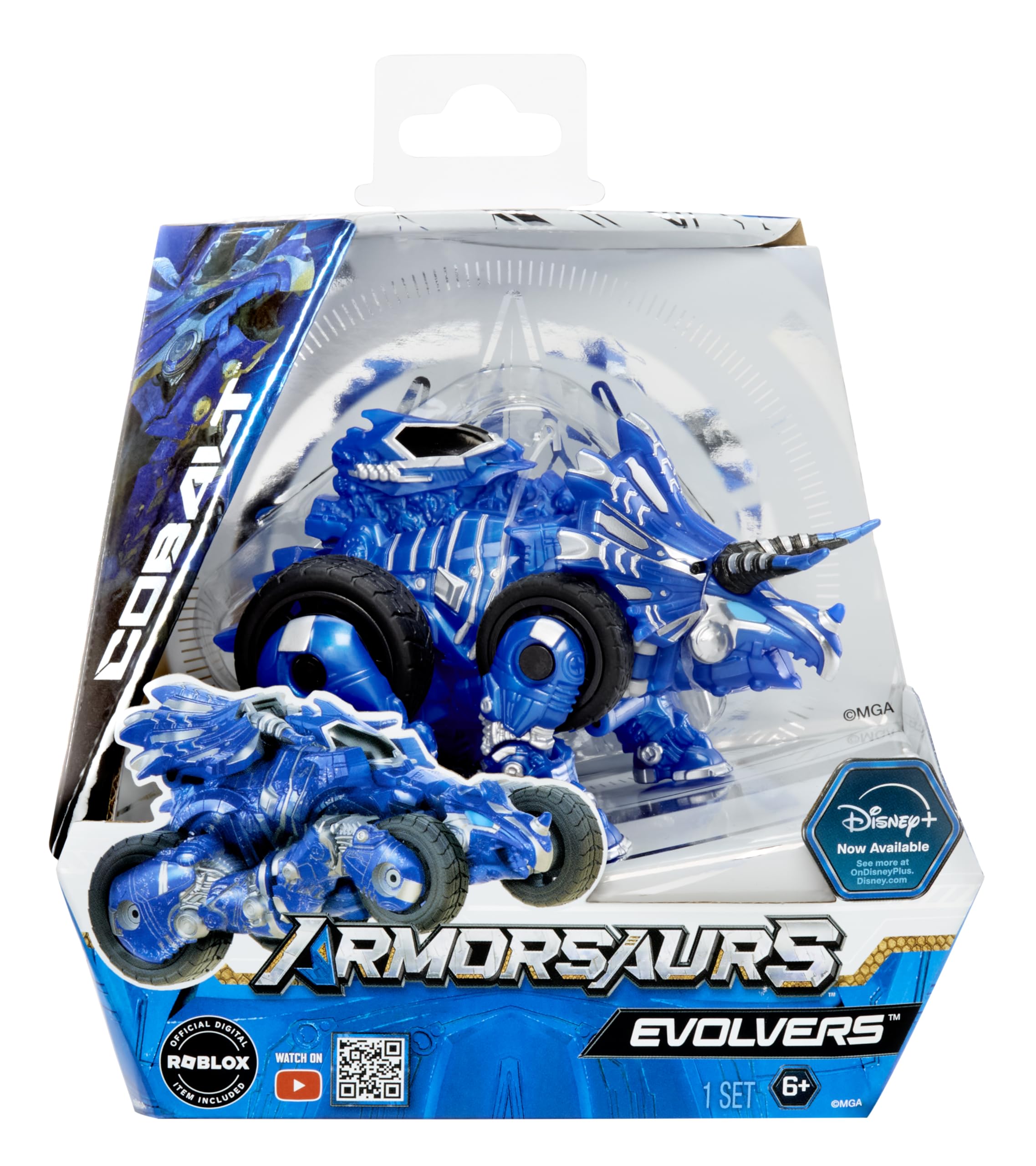 Armorsaurs Evolver Cobalt Transforming Dinosaur to Vehicle Toy, 2-in-1 Dino Figure with Multi-Step Conversion, Kids, Boys, Girls, Ages 6+