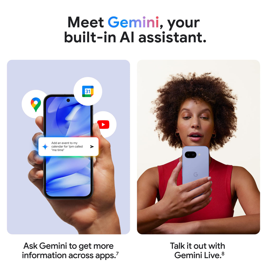 Google Pixel 9a with Gemini - Unlocked Android Smartphone with Incredible Camera and AI Photo Editing, All-Day Battery, and Powerful Security - Obsidian - 128 GB