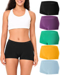 BAMBOO COOL Womens BoyShorts Underwear Seamless Boxer Briefs Mid Waist Full Coverage Moisture Wicking Ladies Panties 5 Pack