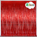 Valentines Day Decorations, Red Foil Fringe Curtain, Melsan 3.2 x 8 ft Metallic Tinsel Curtains Streamer Backdrop for Birthday, Anniversary, Valentine's Day Party Decor - Pack of 2