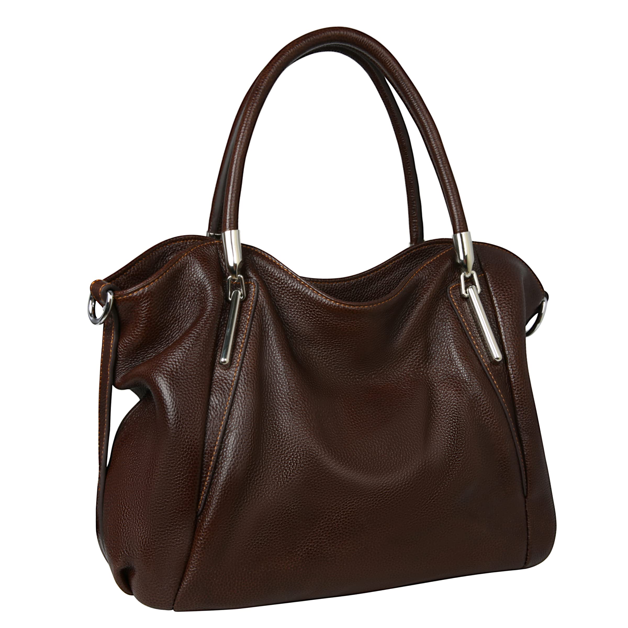 HESHE Women's Leather Shoulder Bag Trendy Designer Tote Bag Sacthel Purse Large Capacity Travel Bag Crossbody Hobo Bags (Coffee)